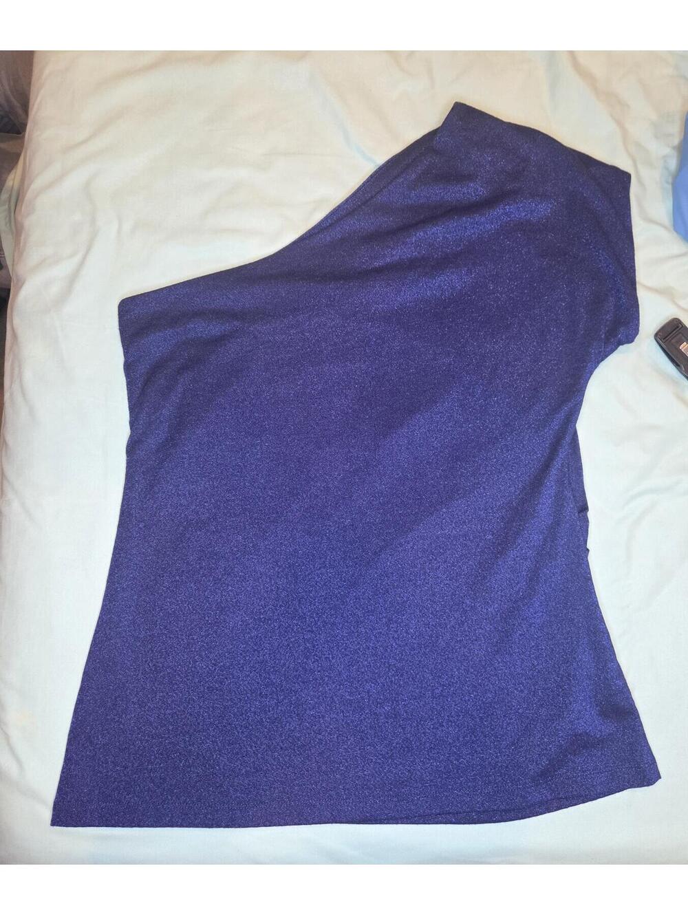 Ann Taylor LOFT blue Purple One-Shoulder Knit Top Size L - Picture 2 of 6